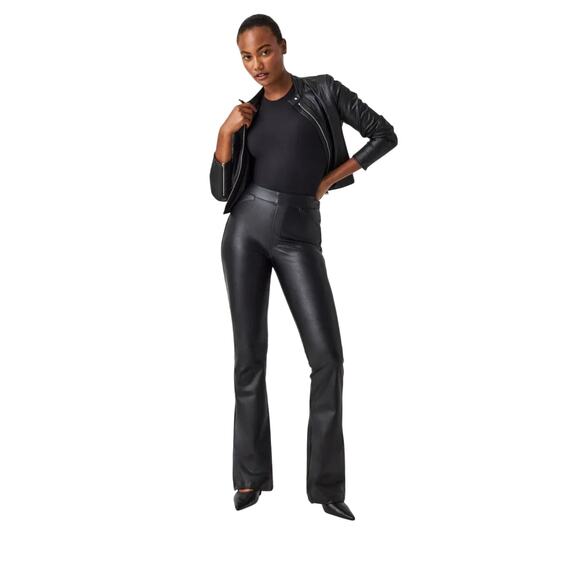 SPANX Pants - Spanx ladies  Leather-like Flare Pant black Size XS Mob wife Rock star Edgy Punk